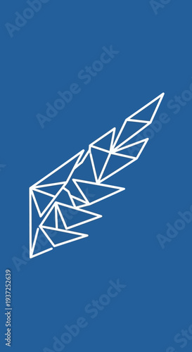 Abstract Geometric Wing Design Against a Vivid Blue Backdrop: Contemporary Artistic Composition