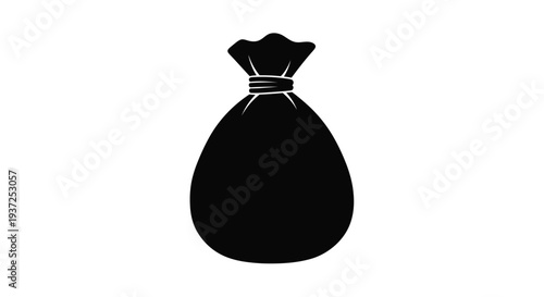 Simple black shape of a drawstring bag a stark silhouette