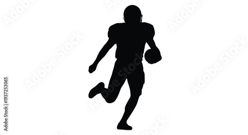 American football player runs with ball dynamic pose silhouette