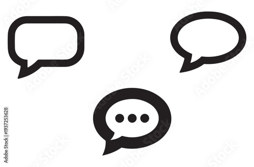  Set of speech bubble vector icons, representing chat messages, conversation, comments, or communication in various digital and social media contexts