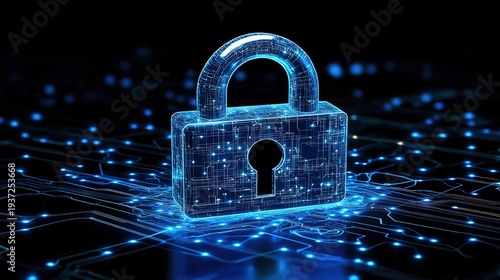 Wallpaper Mural Digital Padlock on a Cybernetic Network Background for Cybersecurity and Data Protection Torontodigital.ca