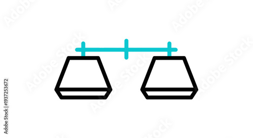 Abstract Illustration of a Weighing Scale in Modern Flat Design with Turquoise Accents