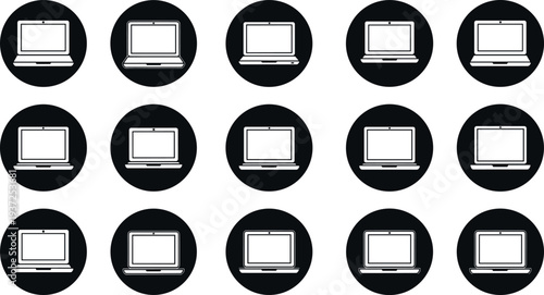 Laptop computer icons collection, notebook device symbols, portable technology screen vector illustration set