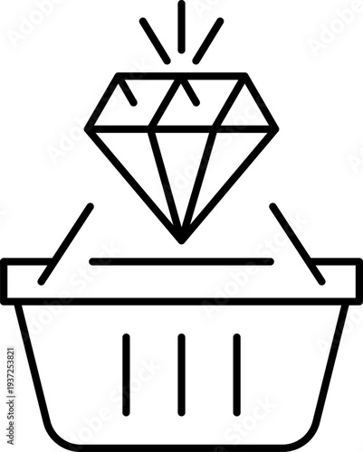Diamond in a shopping basket icon symbolizing luxury purchase or valuable item clean vector illustration for e-commerce and retail concepts