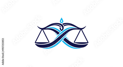 Abstract Infinity Symbol Incorporating Balance Scales with Geometric Design