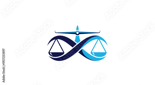 Abstract Infinity Symbol With Scales of Justice Representing Equilibrium and Fairness