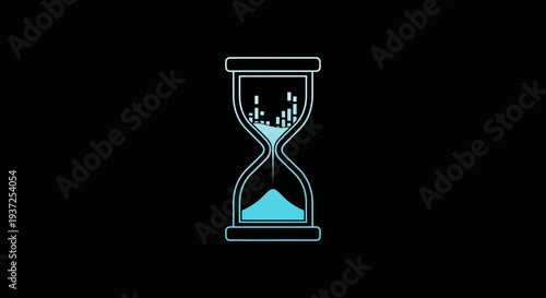 Abstract Neon Hourglass Illustrating Time, Business, and Financial Concepts Perfectly