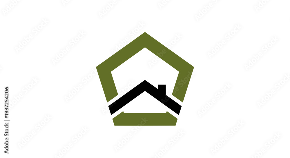 Obraz premium Abstract Pentagonal House Icon Depicting a Modern Residential Property Concept Design