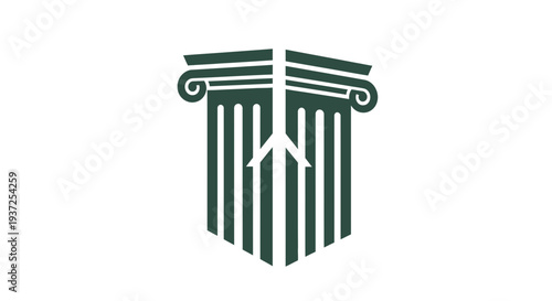 Abstract Pillar Design, Emblem Of Legal Power, Emblem, Architectonic Iconography