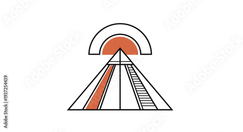 Abstract Pyramid Structure With Sun Symbolizing Ascension and Creative Conceptualization