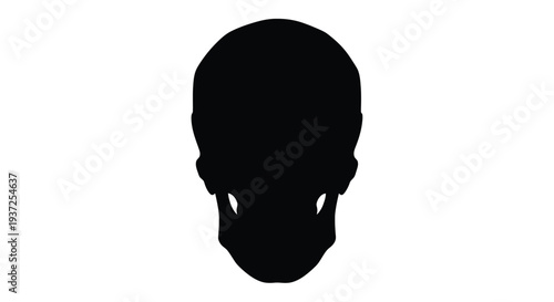 A striking black skull form against a white background silhouette