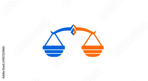 Abstract Scales Logo Depicting Balance And Fairness, Creative Vector Illustration