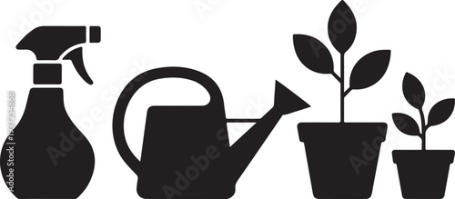 Gardening tools and plants for nurturing and growth