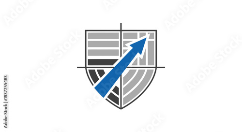 Abstract Shield Logo Featuring Upward Arrow Illustrating Growth and Progress