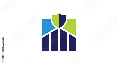 Abstract Shield With Graphical Elements Representing Data Security and Protection