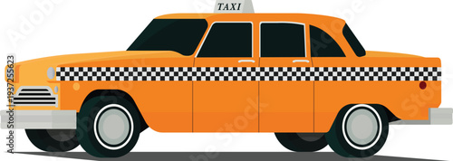 Vintage taxi angled front side view illustration