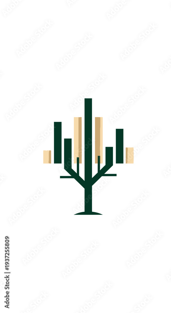 Obraz premium Abstract Tree Logo Design: Minimalist Illustration for Branding and Nature-Inspired Concepts