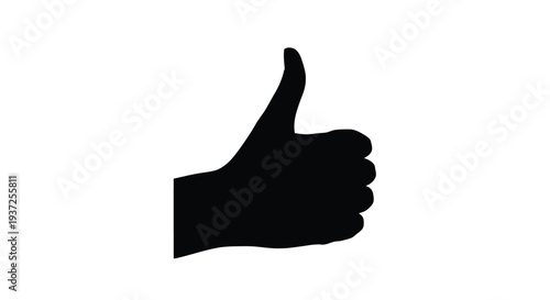 A black silhouette of a hand giving a thumbs up gesture