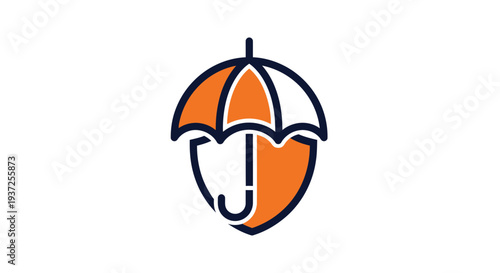 Abstract Umbrella Shield Logo Design Depicting Protection, Security, and Safeguarding Concepts