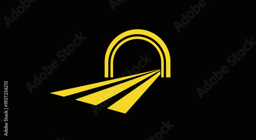 Abstract Yellow Tunnel Illustration Against a Black Backdrop Depicting Future Passage