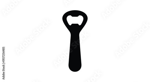 A black silhouette of a bottle opener against a white background silhouette