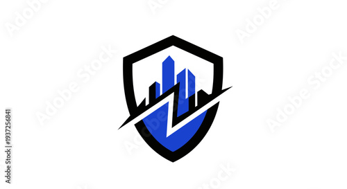 Free Download Architectural Shield Logo Depicting Cityscape And Emblem Design, Abstract Conceptual - GFXLoad