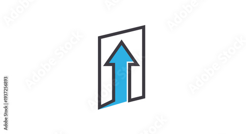 Arrow Symbol Rising Through Rectangular Frame for Growth and Success Concepts