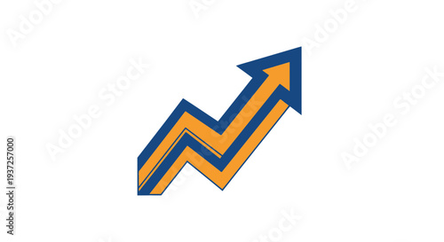 Ascending Arrow Illustrating Growth, Progress, and Business Development on White Background
