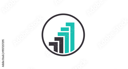 Business Growth Infographic Symbol Rising Within a Circle, Modern Financial Concept