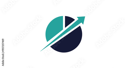 Business Growth Visualization: Pie Chart with Ascending Arrow, Representing Success and Analytics