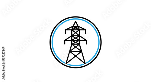 Clean And Concise Icon Of Electricity Pylon With Modern Graphical Style On White