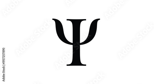 Black psi symbol on white background a distinct graphic silhouette