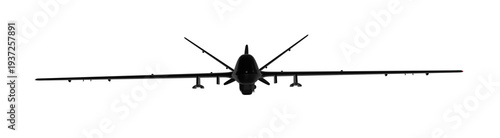 military drone silhouette isolated on transparent background 3d rendering