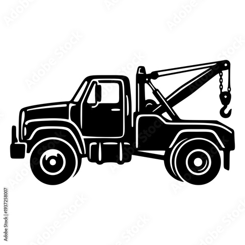 Tow Truck Silhouette Vector Illustration