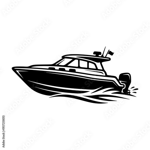 Speed Boat Silhouette Vector Illustration