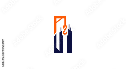 Crane Lifting Buildings: An Abstract Architectural Design Symbolizing Urban Growth