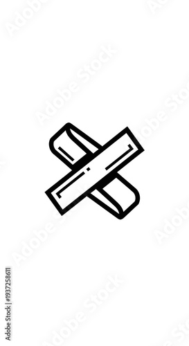 Crossed Adhesive Bandage Icon: A Simple Black and White Symbol of Wound Care