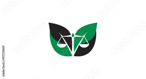 Ecological Justice Symbol Depicting Balance and Sustainability With Green Leaf Elements