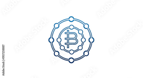 Digital Bitcoin Representation Within A Connected Network Symbolizing Global Finance