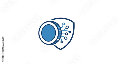 Digital Currency Security: Shielded Crypto Coin with Futuristic Circuitry Design