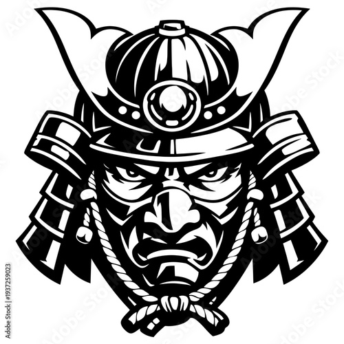 Samurai warrior helmet head illustration graphic design vector art