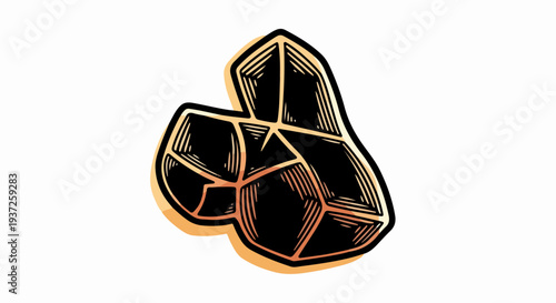 Black charcoal briquettes cluster illustration