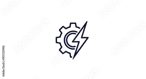 Energy Integration: Gear and Lightning Bolt Icon Illustrating Power and Efficiency