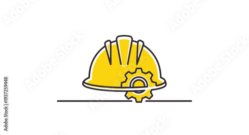 Engineering And Construction Conceptual Illustration, Showing Protective Gear and Mechanical Element