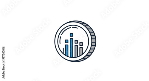 Financial Analysis Graphic Featuring Coin And Bar Chart Showing Economic Growth