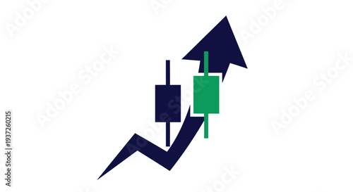 Financial Growth Concept with Chart Symbols and Upward Arrow Visualization