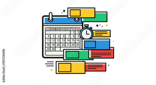 Colorful Calendar and Time Management Illustration.