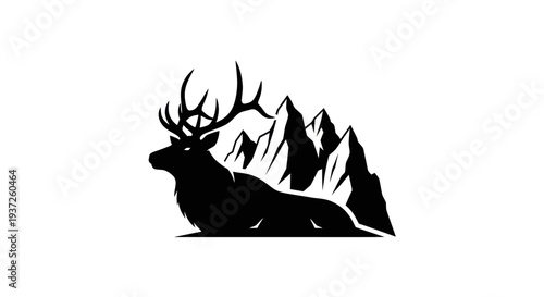 Deer silhouette with mountain background
