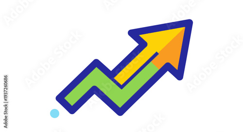 Colorful arrow graph trending upwards with dynamic movement.