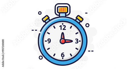 Blue stopwatch with white face and black numbers.